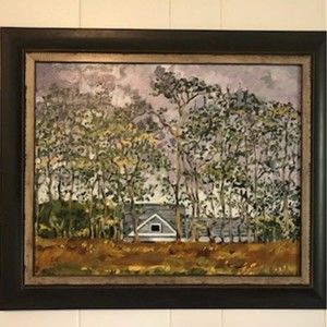 House Below Hill‎ Acrylic Painting Artwork 16x20 Canvas with wood frame